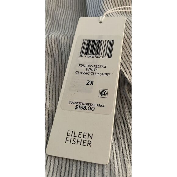 NWT'S $158 Eileen Fisher Classic Collar Tencel & Organic Cotton Crinkle Shirt 2X - Picture 5 of 5